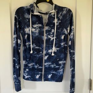 Lightweight tie dye zip up hoodie